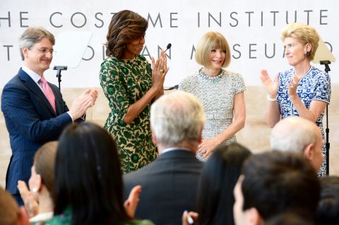 Vogue editor Anna Wintour hosted Obama at a fundraiser in June for the DNC. It was one of several events she's held with the president over the years. She was considered one of Obama's top bundlers in the 2012 election. After he won reelection she was rumored to be in line for an ambassadorship. 