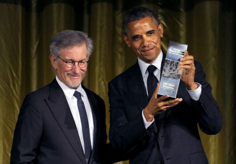 Obama headlined a 2010 fundraiser for congressional Democrats, hosted by Steven Spielberg and Barbra Streisand. In this photo from May of this year, Obama accepts the USC Shoah Foundation's Ambassadors for Humanity Award from Spielberg.