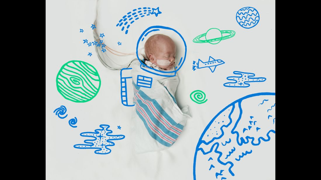 Children's Healthcare of Atlanta doodled bright futures for babies in their neonatal intensive care unit. As of October 6, this future astronaut is at home with his family, while the rest of the dreamers are still in the hospital's care.