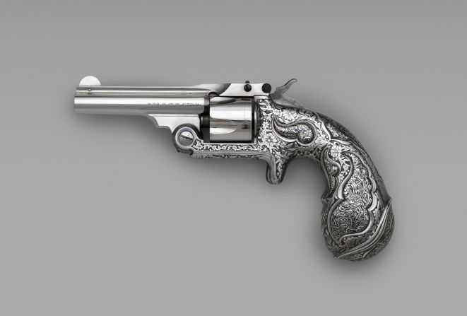 Engraving guns was common, but these were decorated using a chemical etching technique, which was extremely rare.