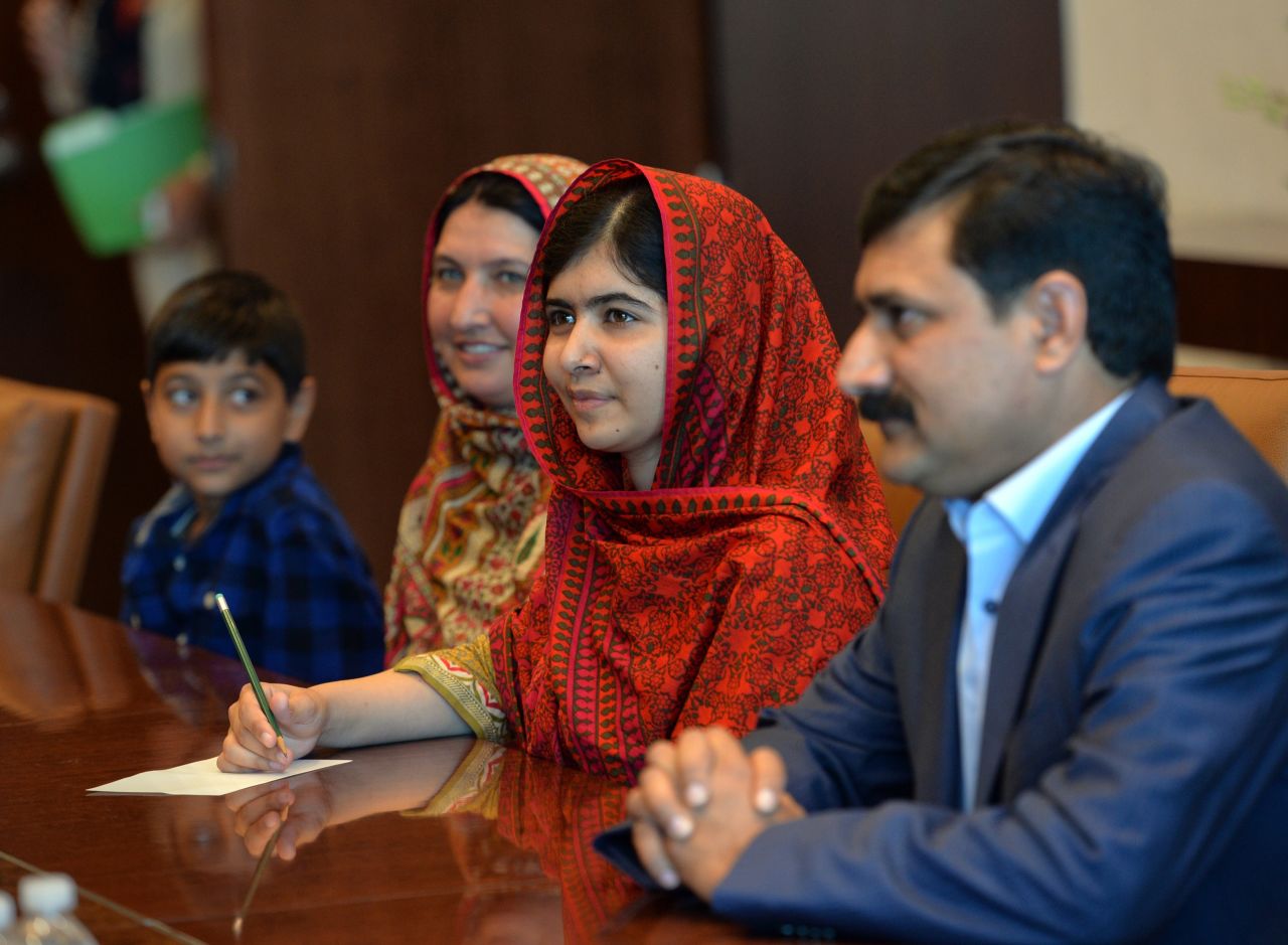 Malala and her family visit the United Nations headquarters in New York before meeting with U.N. Secretary General Ban Ki-moon in August.