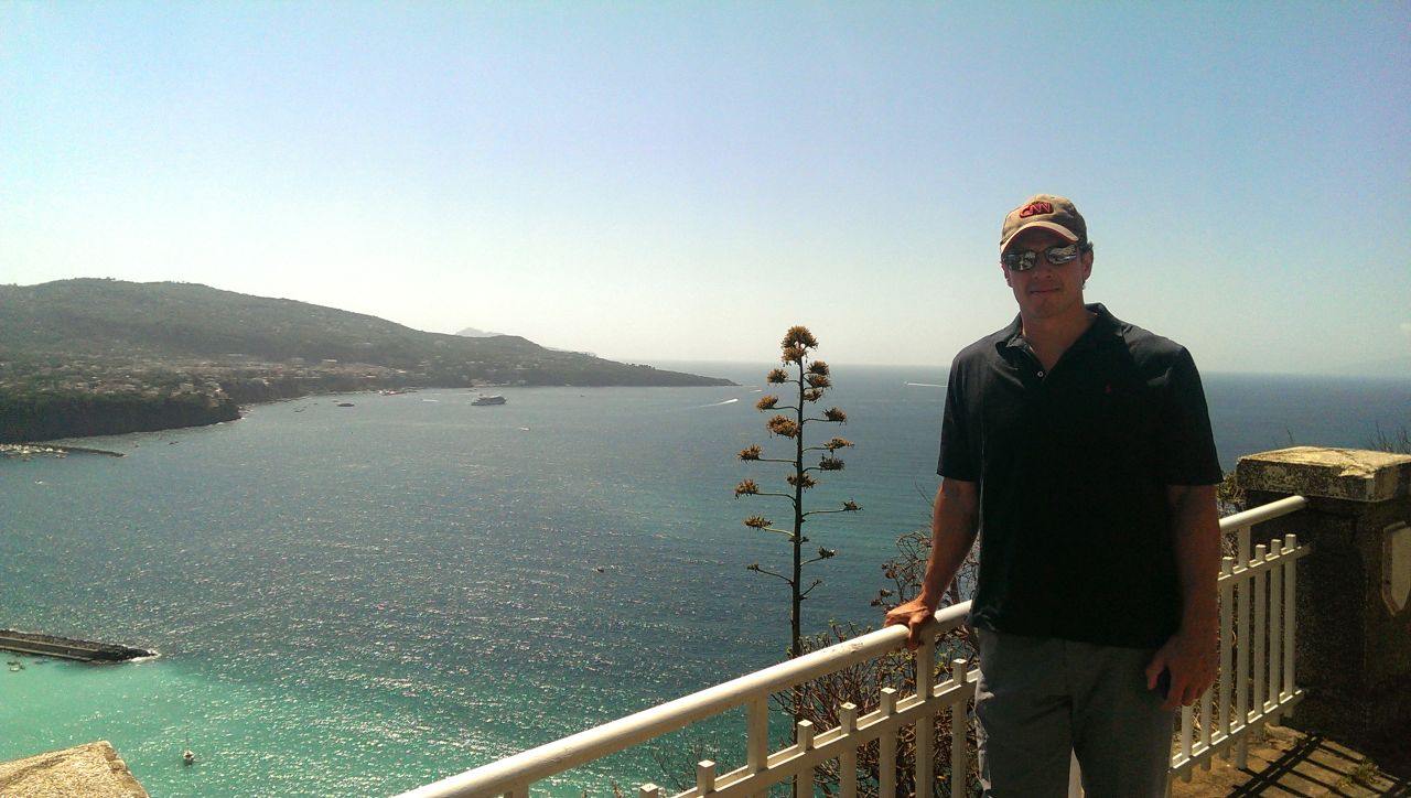 Cuomo poses along the Amalfi Coast.