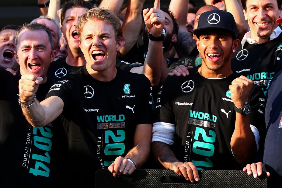 Rosberg and Hamilton may be rivals for the drivers' title but together they have won a first constructors' crown for Mercedes.