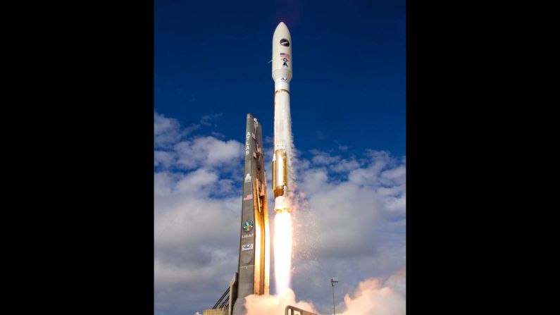 The X-37B is lifted into orbit by an Atlas V rocket.