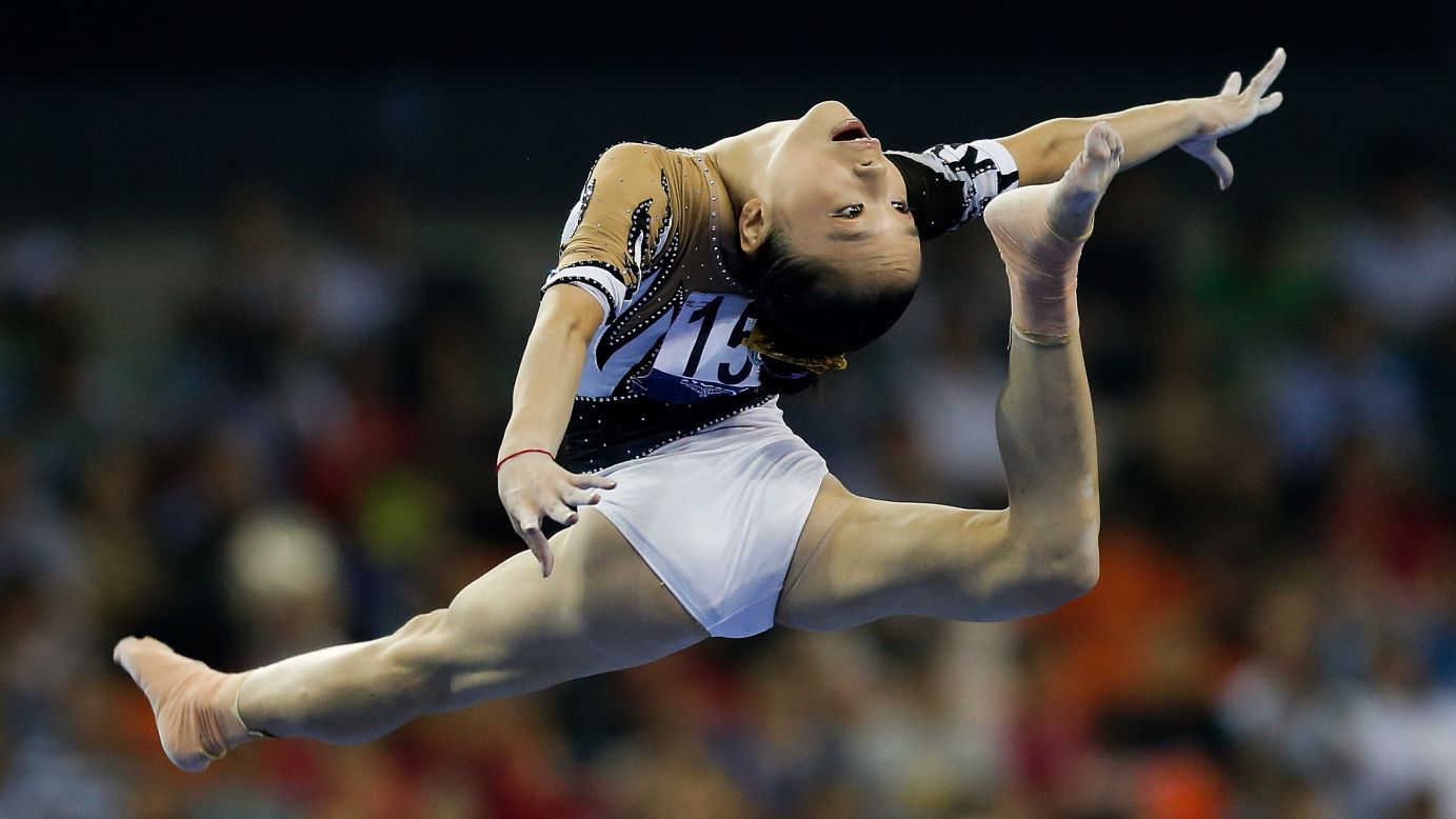 China's Yao Jinnan performs on the balance beam during the individual all-around event Friday, October 10, at the World Gymnastics Championships in Nanning, China.
