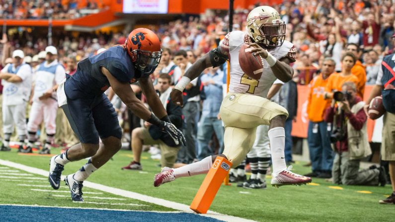 Florida State's Dalvin Cook runs for a touchdown in the Seminoles' 38-20 victory at Syracuse on Saturday, October 11. The defending national champions are 6-0 so far this season.