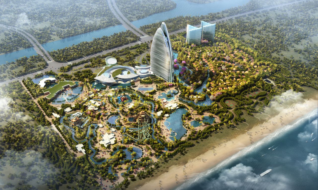 Overlooking the South China Sea, Atlantis Sanya will have an Aquaventure Waterpark and marine exhibits. The current opening date is October 2017. 