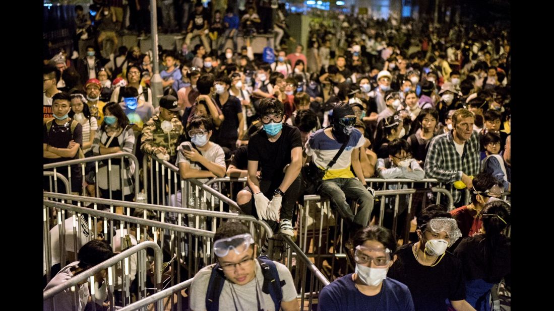 Protesters gather near central government offices on October 15.