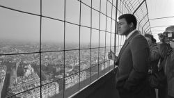 Ali visits the Eiffel Tower in Paris on March 5, 1976.