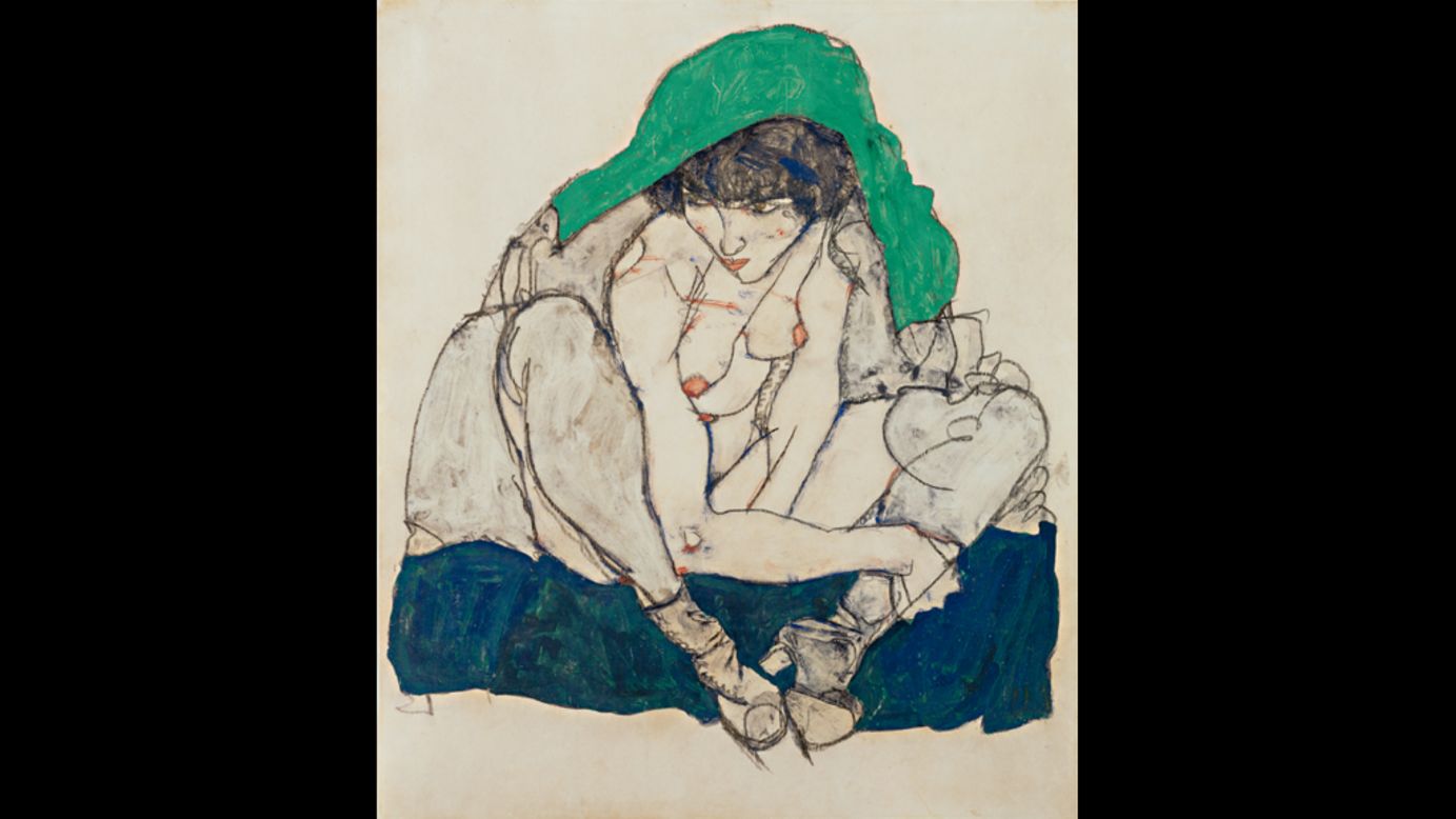 <strong><em>Crouching Woman with Green Kerchief, 1914</em></strong><br /><br />Forty-three years before the first issue of <em>Playboy</em> hit newsstands, a 20-year-old art school dropout (and protégé of Art Nouveau painter Gustav Klimt) released some of the most shocking nudes of the century. <a href="http://www.courtauld.ac.uk/gallery/exhibitions/2014/Schiele/index.shtml" target="_blank" target="_blank"><em>Egon Schiele: The Radical Nude</em></a>, an exhibition at London's Courtauld Gallery, looks at the Austrian Expressionist's technically exquisite and sexually explicit depictions of the human form.<br /><br />By <a href="http://www.twitter.com/allyssiaalleyne" target="_blank" target="_blank"><strong>Allyssia Alleyne</strong></a>, for CNN 