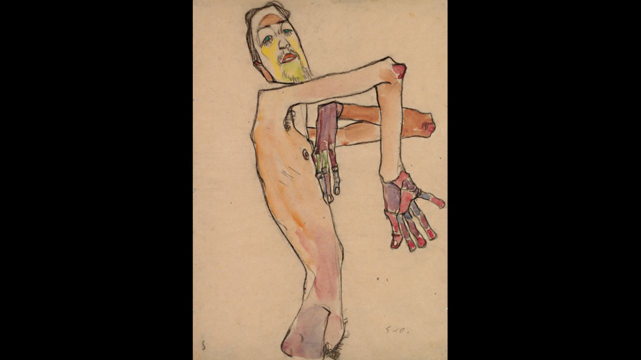 <strong><em>Erwin Dominik Osen, Nude with Crossed Arms, 1910</em></strong><br /><br />His poses often seem more like contortions. Unnatural and difficult to hold, they were an obvious departure from the natural, modest ones adopted by nudes until that point. <br /><br />"For him, the experience is not a shock tactic, but genuinely trying to find a new visual language to explore the body."