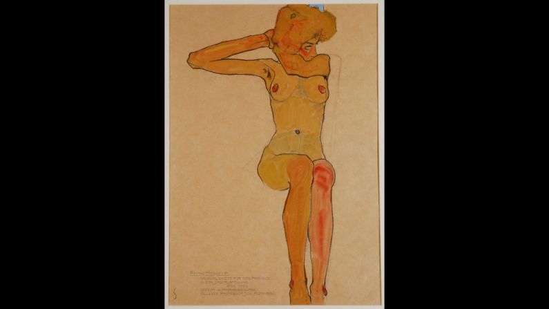<strong><em>Seated Female Nude with Raised Arm (Gertrude Schiele), 1910</em></strong><br /><br />In 1918, Schiele would succumb to the Spanish flu pandemic that would kill as many as 50 million that year, at the age of 28.<br /><br />Though his contributions to the art world were never truly recognized until the seventies, Wright believes Schiele's influence can still be seen today, especially in provocative female artists like <a href="index.php?page=&url=http%3A%2F%2Fwww.saatchigallery.com%2Fartists%2Ftracey_emin.htm" target="_blank" target="_blank">Tracey Emin</a>, <a href="index.php?page=&url=http%3A%2F%2Fwww.marlenedumas.nl%2F" target="_blank" target="_blank">Marlene Dumas</a>, and <a href="index.php?page=&url=http%3A%2F%2Fwww.gagosian.com%2Fartists%2Fjenny-saville" target="_blank" target="_blank">Jenny Saville</a>, who is part of <a href="index.php?page=&url=http%3A%2F%2Fwww.kunsthaus.ch%2Fen%2Fexhibitions%2Fcurrent%2Fegon-schiele-jenny-saville%2F%3Fredirect_url%3Dtitle%253Dpeinture" target="_blank" target="_blank">a joint exhibition with Schiele</a> at Kunsthaus Zürich.<br /><br />"The power of their work is this sort of reappropriation of the naked body, male and female, when for centuries women artists had very little voice and certainly wouldn't have been able to produce such work," Wright says. "When female artists use the nude in that way, it's quite comparable to Schiele wanting to challenge the kind of very staid, conservative and rather hypocritical culture of Vienna around 1900."