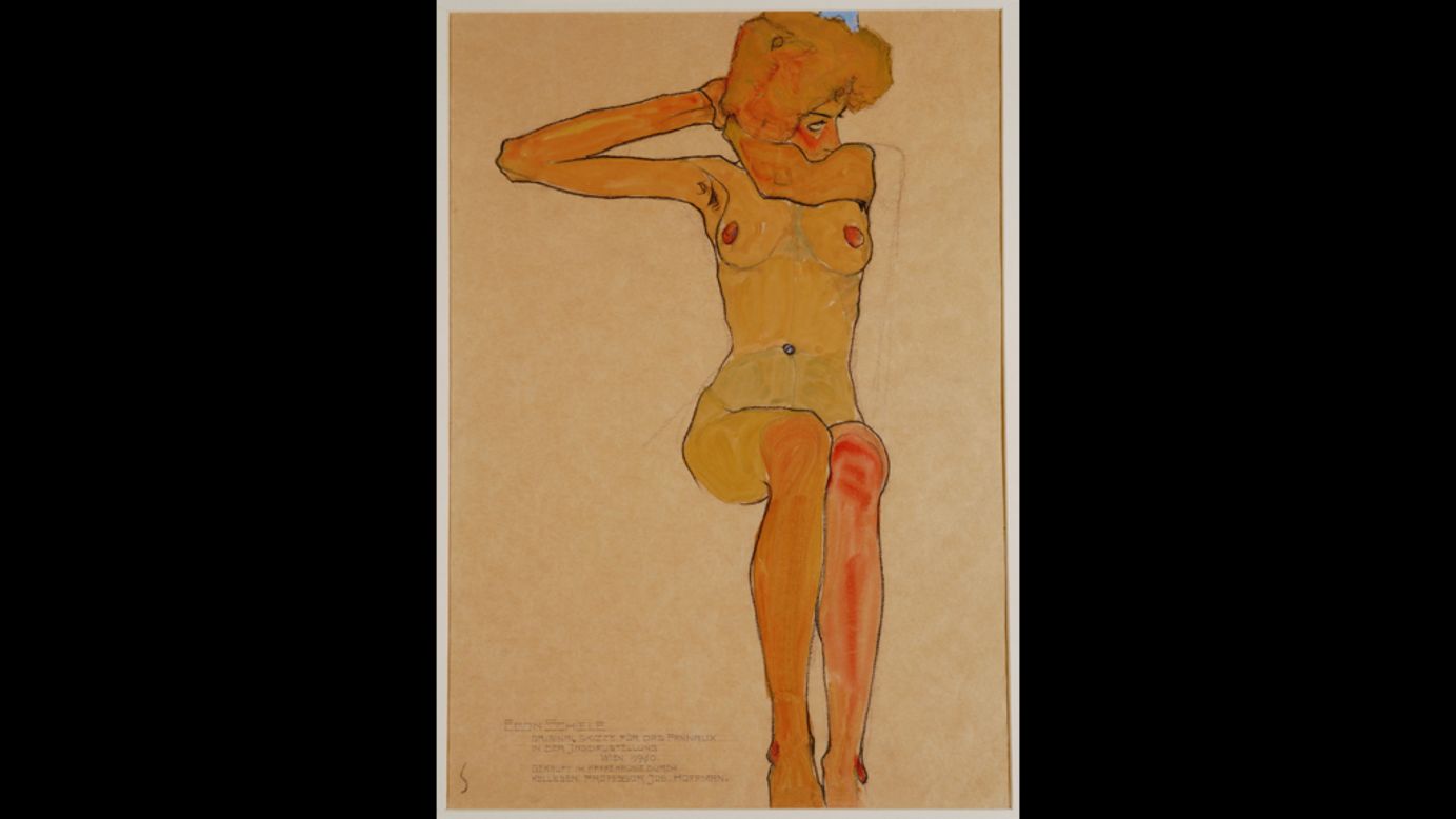 <strong><em>Seated Female Nude with Raised Arm (Gertrude Schiele), 1910</em></strong><br /><br />In 1918, Schiele would succumb to the Spanish flu pandemic that would kill as many as 50 million that year, at the age of 28.<br /><br />Though his contributions to the art world were never truly recognized until the seventies, Wright believes Schiele's influence can still be seen today, especially in provocative female artists like <a href="http://www.saatchigallery.com/artists/tracey_emin.htm" target="_blank" target="_blank">Tracey Emin</a>, <a href="http://www.marlenedumas.nl/" target="_blank" target="_blank">Marlene Dumas</a>, and <a href="http://www.gagosian.com/artists/jenny-saville" target="_blank" target="_blank">Jenny Saville</a>, who is part of <a href="http://www.kunsthaus.ch/en/exhibitions/current/egon-schiele-jenny-saville/?redirect_url=title%3Dpeinture" target="_blank" target="_blank">a joint exhibition with Schiele</a> at Kunsthaus Zürich.<br /><br />"The power of their work is this sort of reappropriation of the naked body, male and female, when for centuries women artists had very little voice and certainly wouldn't have been able to produce such work," Wright says. "When female artists use the nude in that way, it's quite comparable to Schiele wanting to challenge the kind of very staid, conservative and rather hypocritical culture of Vienna around 1900."