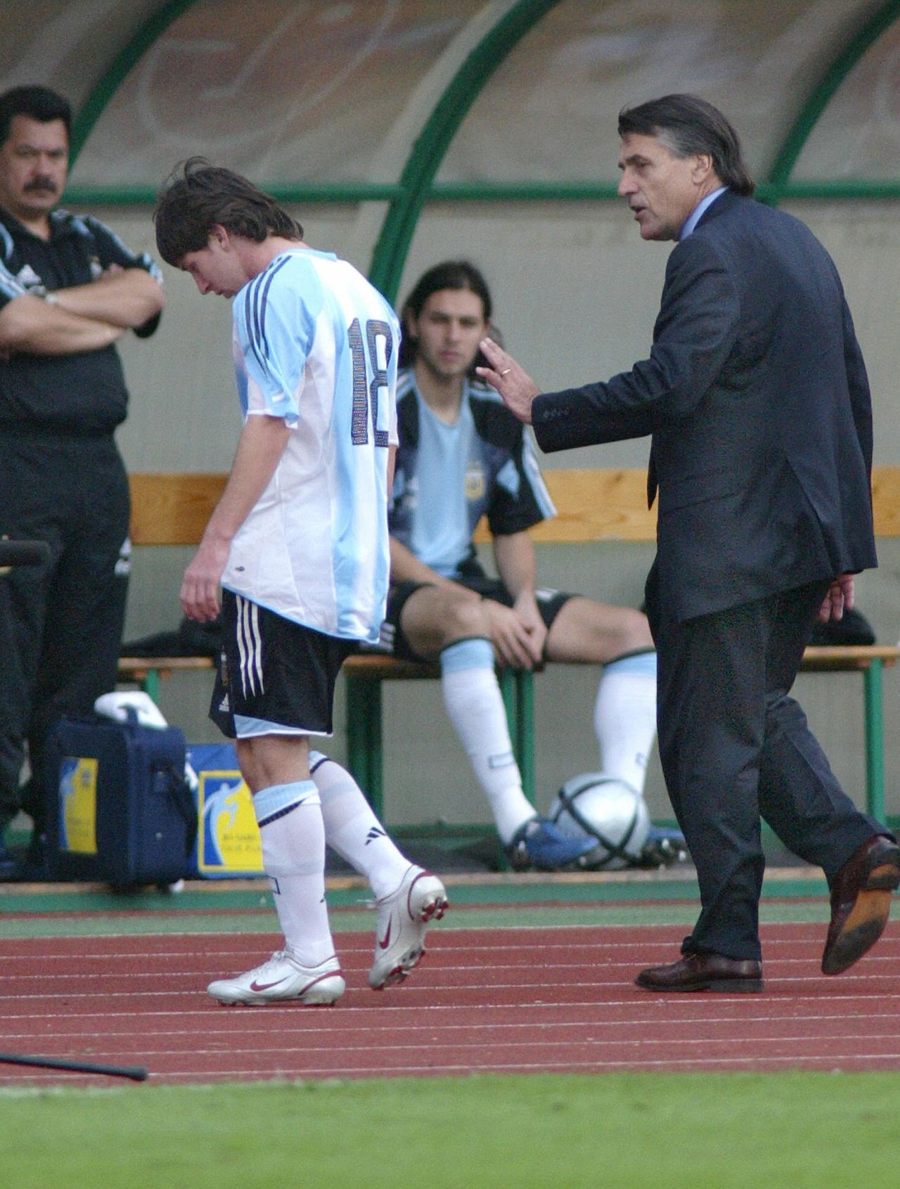Hot on the heels of his first senior goal, Messi made his debut for the Argentine national side in a friendly against Hungary on August 17.