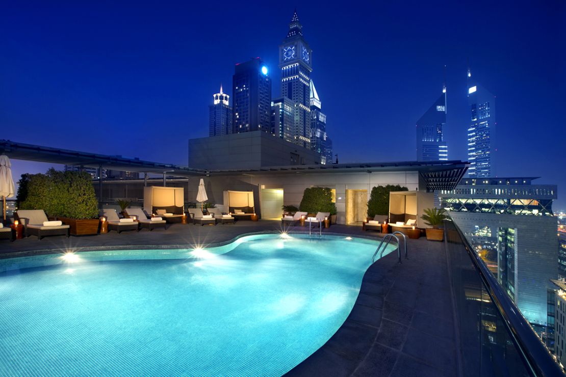 Rooftop swim? Not a bad way to de-stress after a day of meetings.