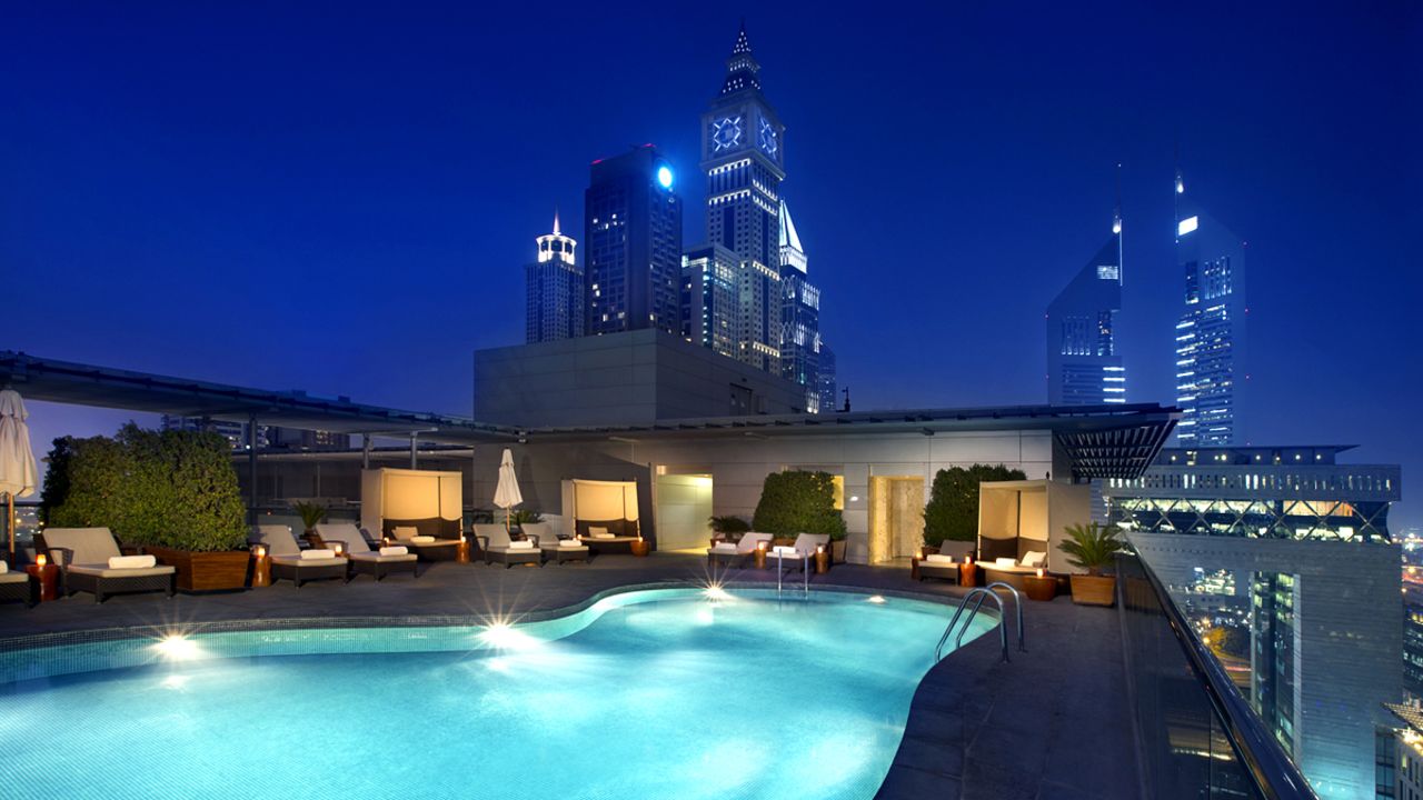 Rooftop swim? Not a bad way to de-stress after a day of meetings.