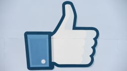 A thumbs up or 'Like' icon at the Facebook main campus in Menlo Park, California, May 15, 2012.