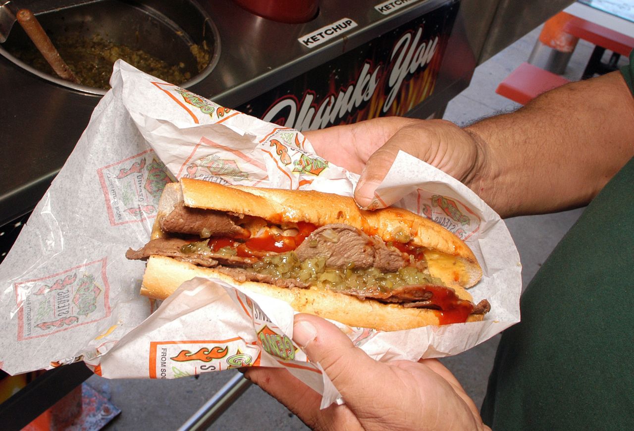 Classic Philly cheesesteak from Geno's Steak.