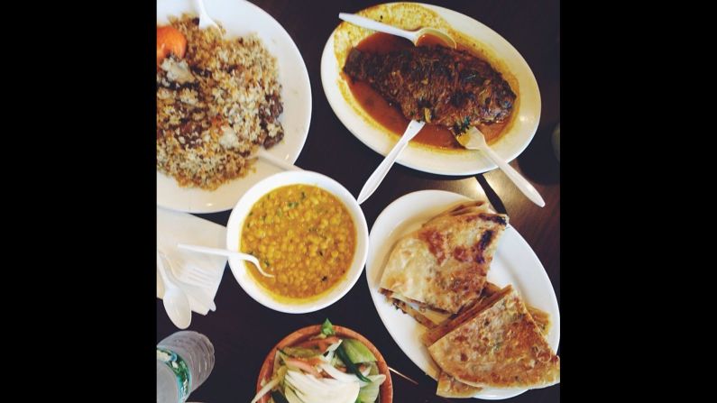 <a href="index.php?page=&url=http%3A%2F%2Finstagram.com%2Fp%2Fr0Y7Tjks6y" target="_blank" target="_blank">Ashlea Halpern </a>enjoyed a Bangladeshi feast at Neerob in the Bronx. <a href="index.php?page=&url=http%3A%2F%2Fnewyork.seriouseats.com%2F2011%2F03%2Fneerob-the-bronx-bangladeshi-cheap-eats.html" target="_blank" target="_blank">Neerob</a> would rather its customers not use utensils and dig in with their hands. Just remember: Right hand only and don't mix the dishes.
