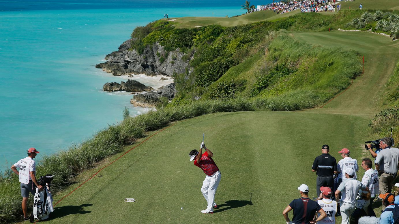 Bubba Watson hits a tee shot on the scenic 16th hole of Bermuda's Port Royal Golf Course on Wednesday, October 15. Martin Kaymer edged Watson in a playoff to win the PGA Grand Slam of Golf. <a href="http://www.cnn.com/2014/10/14/worldsport/gallery/what-a-shot-1014/index.html">See 43 amazing sports photos from last week</a>