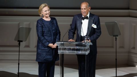 De la Renta's designs were loved among political figures, too. Hillary Clinton joined de la Renta onstage at the CFDA Fashion Awards last year in New York.