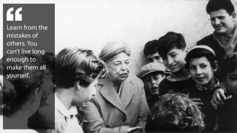 Visiting a camp for Jewish children, March 13, 1955. 