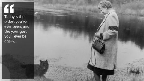 Eleanor and  her dog 'Fala' in Hyde Park New York, circa 1947. 