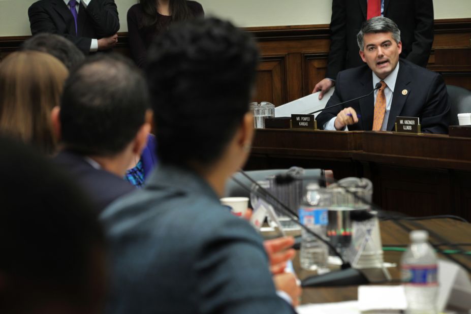 Gardner speaks on Capitol Hill during a hearing on the Affordable Care Act in October 2013. Gardner is a staunch opponent of Obamacare, and he has frequently linked Udall to President Obama's policies.