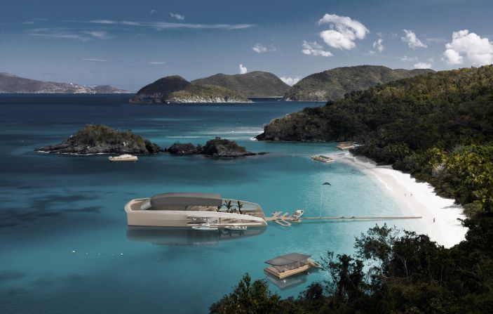 <strong>X R-EVOLUTION, designed by Stefano Pastrovich</strong><br /><br />At first glance, it might look as though there are five vessels in this picture. In fact, it is just one. The 77 meter superyacht X R-Evolution features detachable floating decks which can be deployed away from the main boat.<br /><br />"I'm very much a lover of being close to the beach, being close to the rocks," explained Monaco-based designer <a href="index.php?page=&url=http%3A%2F%2Fwww.pastrovich.com%2Fwordpress%2F" target="_blank" target="_blank">Stefano Pastrovich.</a><br /><br />"I wanted to have a boat that was able to access the islands from very close -- which isn't always possible in superyachts of this size."