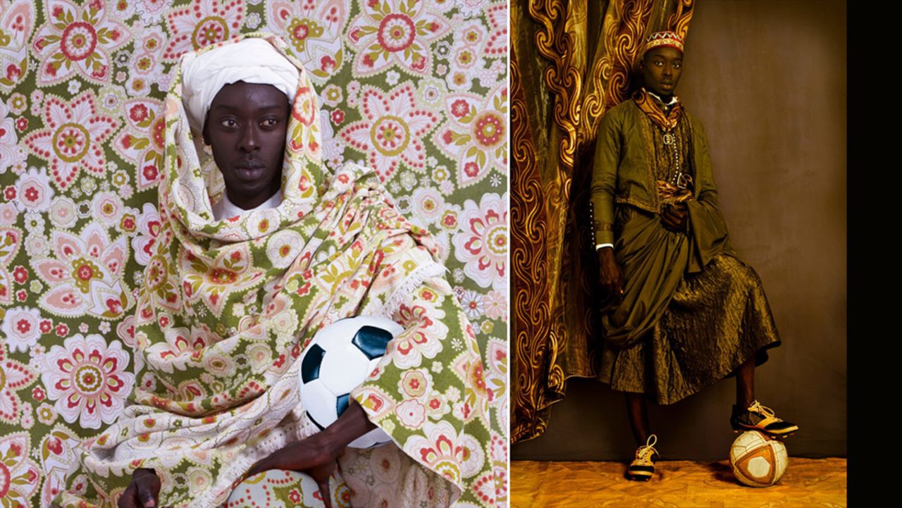 <em>A Moroccan Man, Omar Victor Diop, 2014</em><br /><br />"For the very first time, I chose to use myself as object in my artistic expression. This was a tough exercise, as I had to be both narrator and character, which forced me to face my own insecurities," Diop reveals.<br /><br />He used sports props to weave a modern narrative into his work.<br /><br />"I didn't want to just shoot copies of these portraits," he says. "Hence I used references to sport, football in particular, to show the duality of living a life of glory and recognition while facing the challenges of being 'other.'"