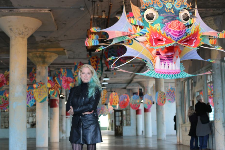 Cheryl Haines, the curator for the @Large exhibit, worked with Ai Weiwei to bring the works to Alcatraz, in partnership with National Park Service and the Golden Gate National Parks Conservancy. 