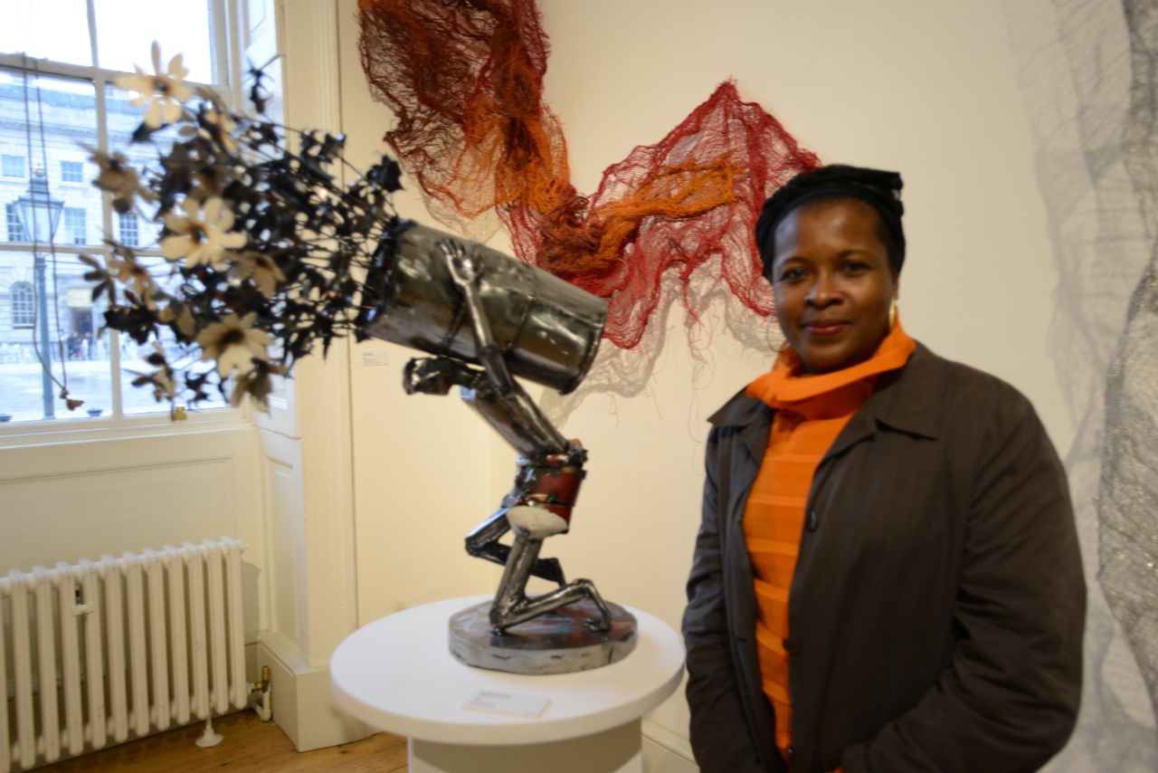 <em>Atlas Flower Barrel, Sokari Douglas Camp, 2014</em><br /><br />Nigeria-born artist Sokari Douglas Camp likes to make drawings out of metal. Her work is playful and experimental. She describes the process involved in creating "Atlas Flower Barrel."<br /><br />"I thought flowers would be light. I wanted something light about it. I thought daisies. But the bloody thing is heavy. It kept toppling over. The whole thing made me laugh because it's heavy. It all fitted quite well, and was quite spontaneous."