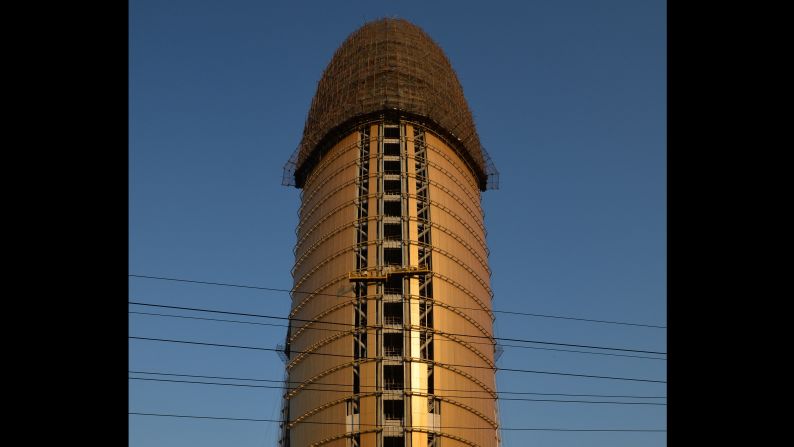 The People's Daily Headquarters in Beijing was also made fun of by citizens, while mid-construction. A doctored photo of the phallic building superimposed under the CCTV's "pants" went viral on the Internet before censors clamped down on the chatter in 2013. 