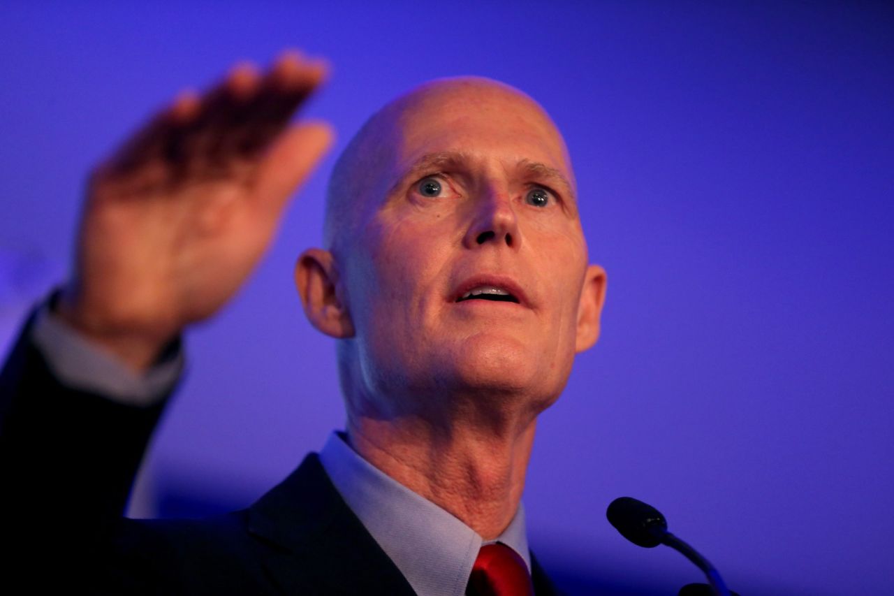 Scott speaks in September during an event at the Latin Builders Association, a group that endorsed his re-election bid.