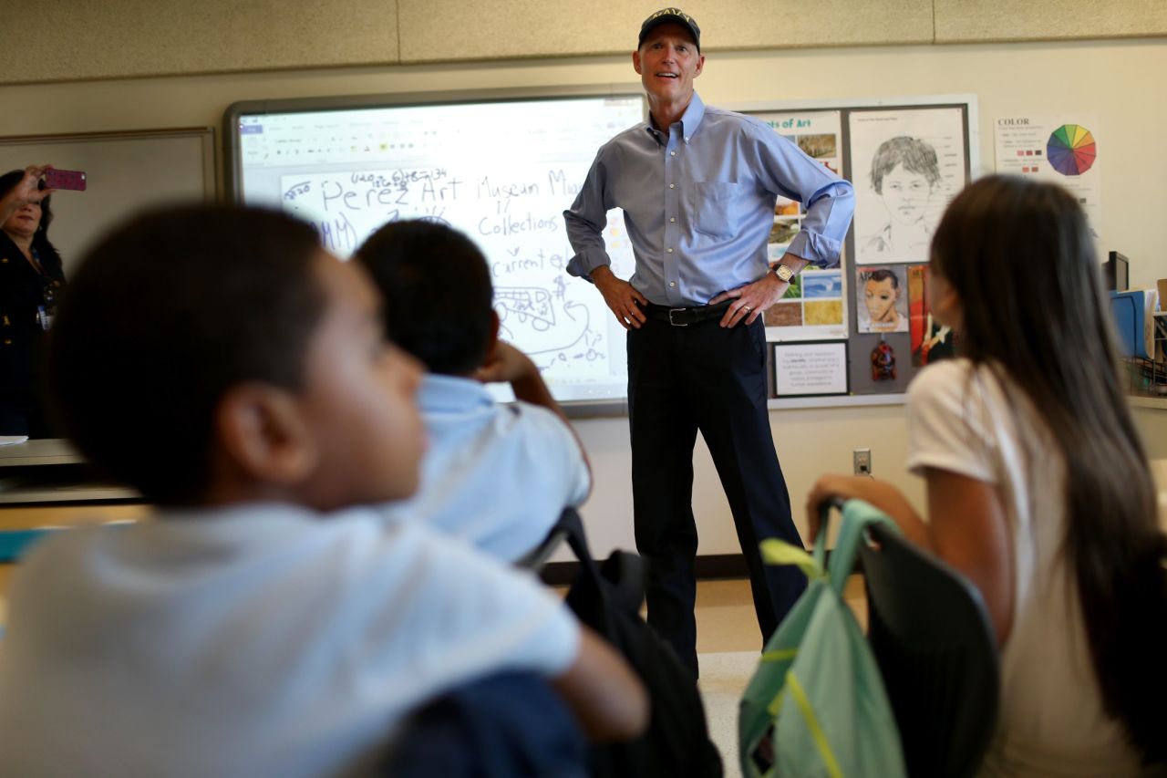 Scott visits Miami's Southside Elementary School in August.