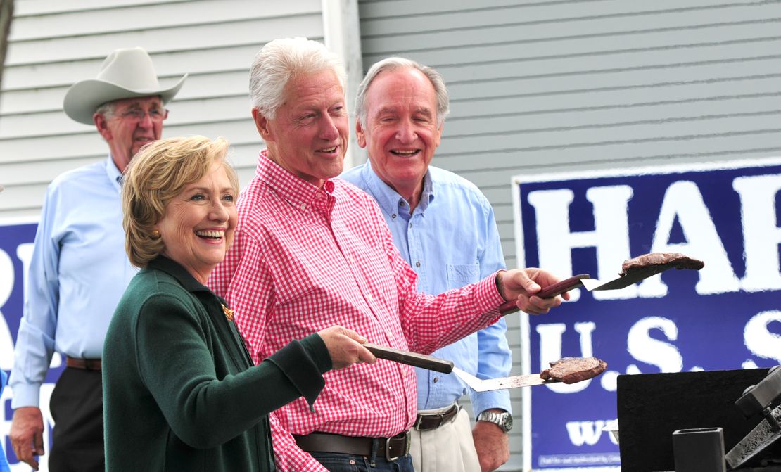 Clinton attended the Harkin Steak Fry in September.
