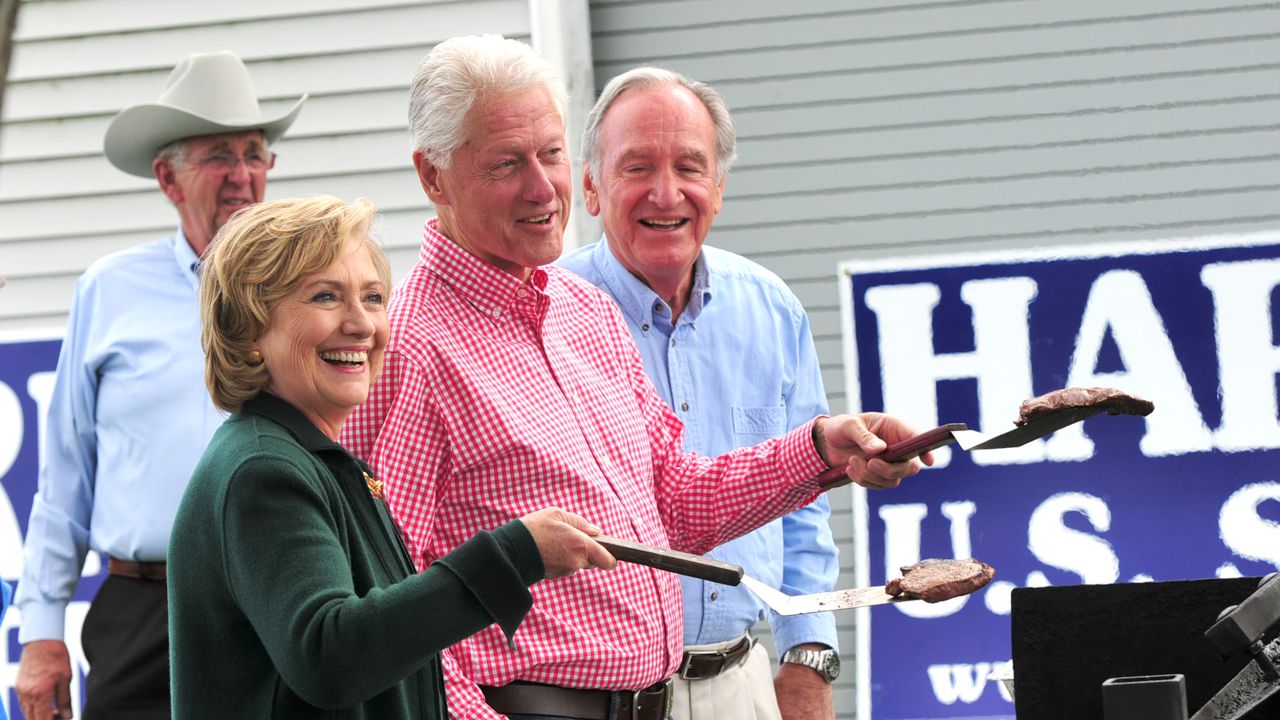 Clinton attended the Harkin Steak Fry in September.