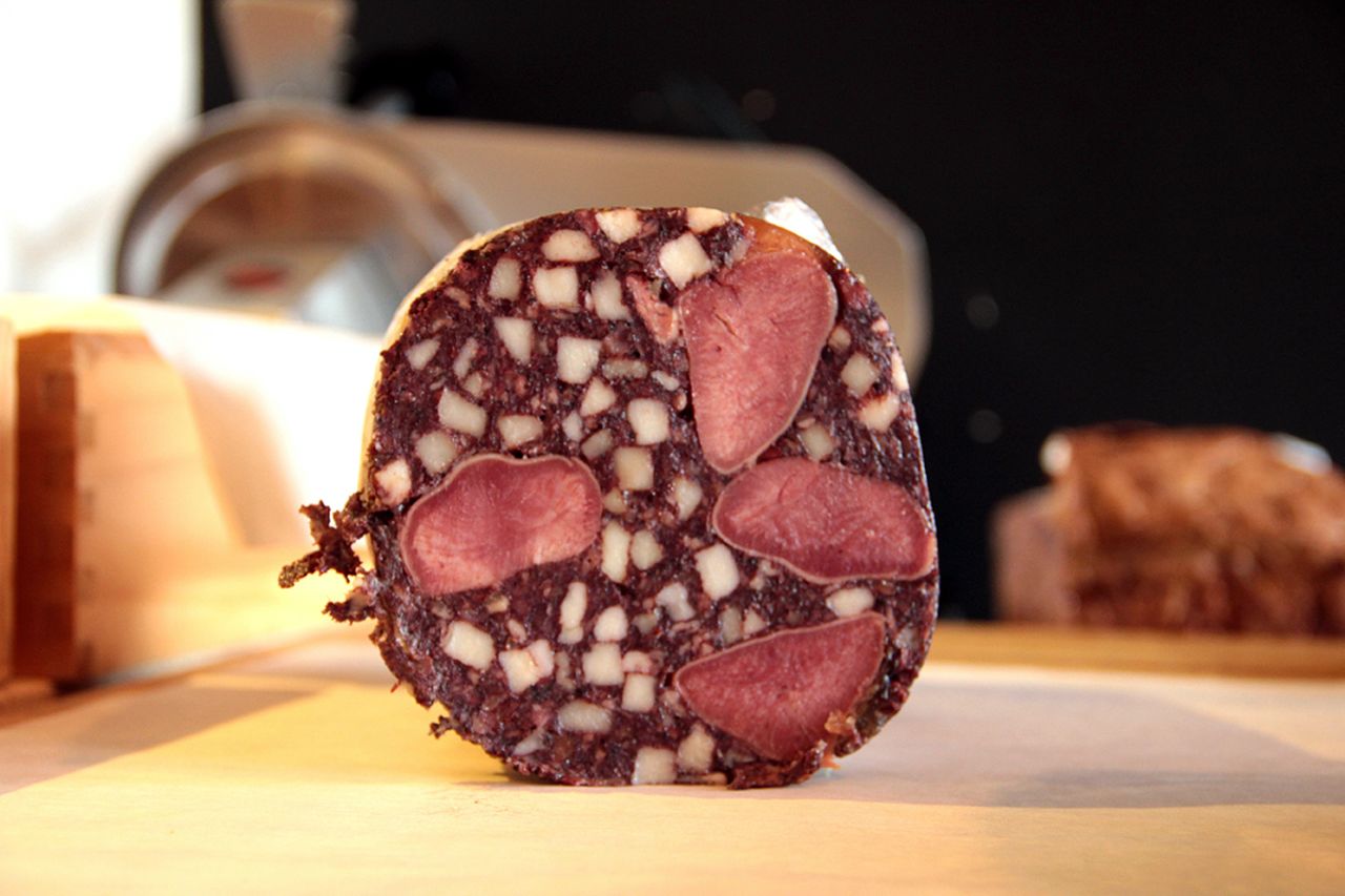 One of Germany's "acquired tastes," Zungenwurst is a Bavarian sausage made of blood, tongue, bread crumbs and oatmeal.