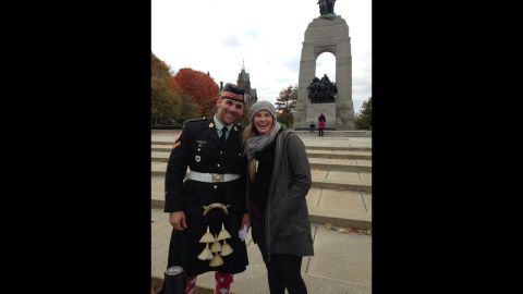A photo Megan Underwood took with Nathan Cirillo on Sunday at the War memorial
