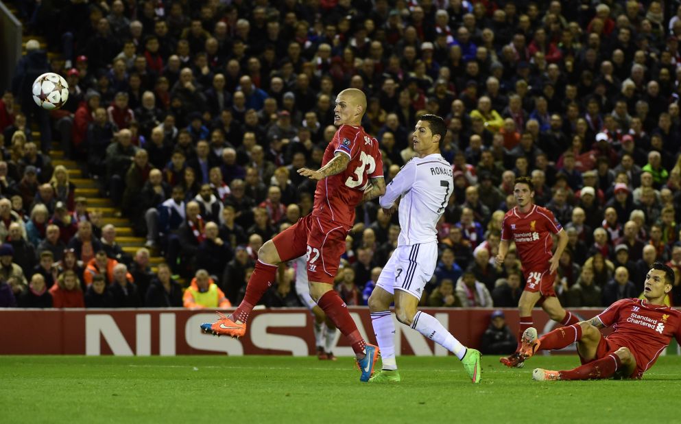 Cristiano Ronaldo scored his first ever goal at Anfield to give Real Madrid the perfect start against Liverpool.