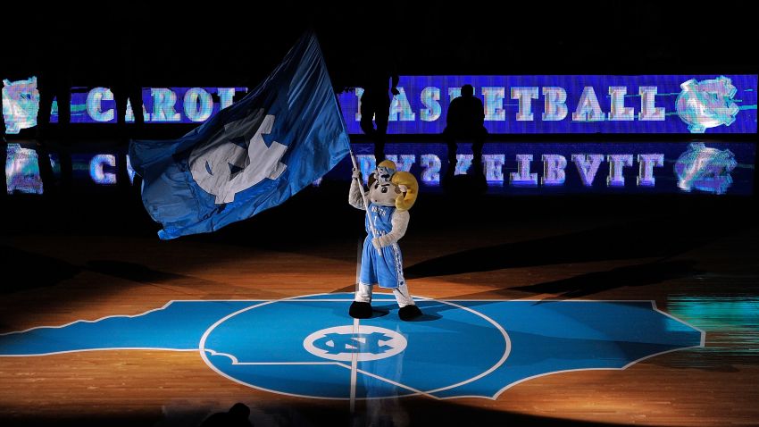 CHAPEL HILL, NC - DECEMBER 21:  Rameses, mascot of the North Carolina Tar Heels, performs before the start of a game against the Texas Longhorns during play at Dean Smith Center on December 21, 2011 in Chapel Hill, North Carolina.  (Photo by Grant Halverson/Getty Images)