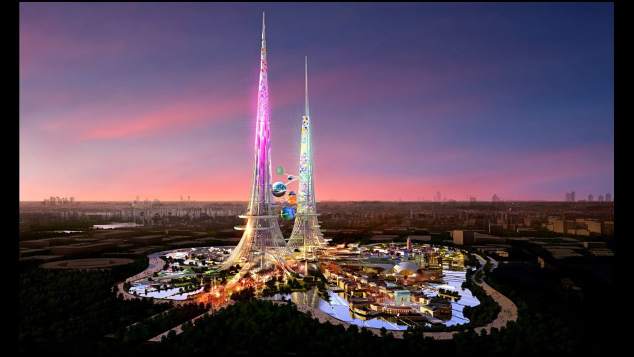 Planned for construction in Wuhan, the capital of Hubei province, the Phoenix Towers will be the tallest in the world at one kilometer high, if completed on schedule.