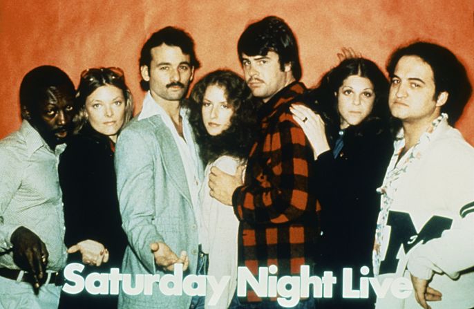 Murray was part of the "Saturday Night Live" cast starting in the show's second season. He got off to <a href="index.php?page=&url=http%3A%2F%2Fwww.openculture.com%2F2014%2F10%2Fbill-murrays-apology-1977.html" target="_blank" target="_blank">a slow start</a>, but soon became a favorite. From left to right, Garrett Morris, Jane Curtin, Bill Murray, Laraine Newman, Dan Aykroyd, Gilda Radner and John Belushi.