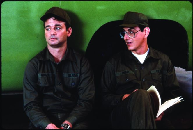 With "Stripes" (1981), Murray -- here with Harold Ramis -- got his name above the title. In one scene, he leads his a platoon in a rousing version of "Doo Wah Diddy Diddy."
