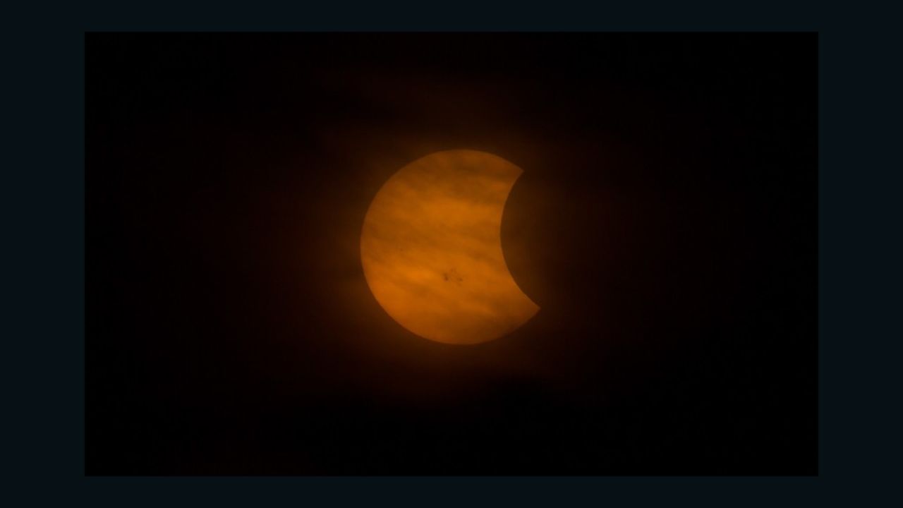 Using a telescope, Gout was able to zoom into the partial solar eclipse and get this close-up shot. http://ireport.cnn.com/docs/DOC-1182676