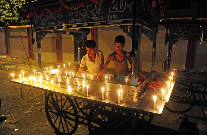 Neary every house -- and food cart -- in Amritsar is decorated with lamps and lights for Diwali. One of the most popular legends relating to the holiday is the homecoming of the God Lord Rama after he vanquished the demon king Ravana. 