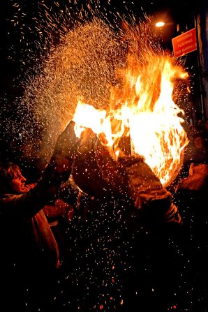 The barrel burning is a fiery commemoration of a foiled attempt to blow up London's Houses of Parliament in 1605.