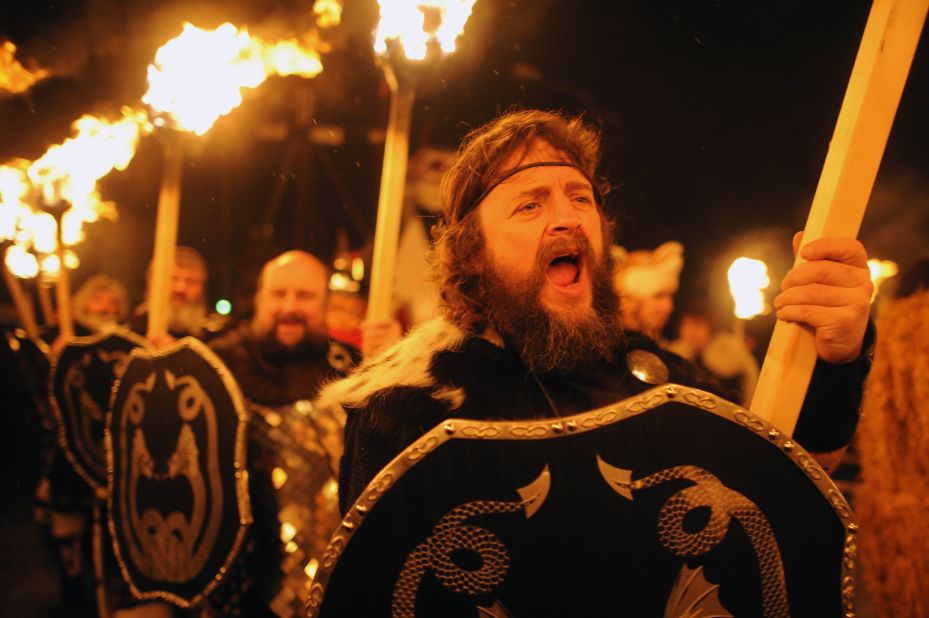 Every January in the far northern Shetland Islands, locals celebrate Viking ancestry with a fire festival that involved flaming barrels until they were banned.