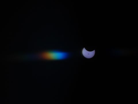 Yucca Valley, California, resident <a href="http://ireport.cnn.com/docs/DOC-1182471">Angela Wright</a> used layers of X-ray film to photograph the partial solar eclipse, which resulted in this prism effect.
