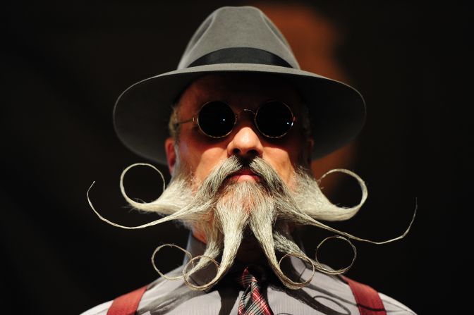 Xtopher Grey competed in the freestyle category with this inventive facial hair.